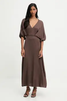 Answear.LAB rochie culoarea maro, maxi, evazati imagine