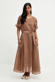 Answear.LAB rochie culoarea maro, maxi, evazati imagine