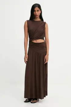 Answear.LAB rochie culoarea maro, maxi, evazati imagine