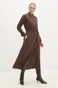 Answear Lab rochie culoarea maro, maxi, evazati imagine