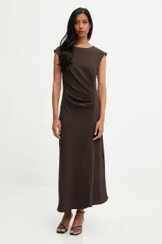 Answear.LAB rochie culoarea maro, maxi, evazati imagine