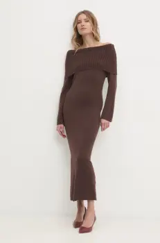 Answear Lab rochie culoarea maro, maxi, mulata imagine