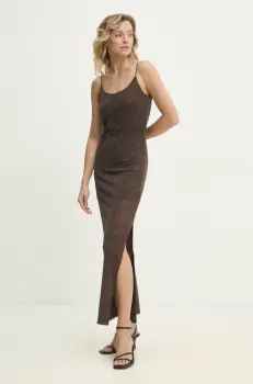 Answear Lab rochie culoarea maro, maxi, mulata imagine