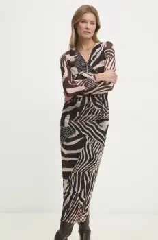 Answear Lab rochie culoarea maro, maxi, mulata imagine