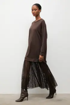 Answear.LAB rochie culoarea maro, maxi, oversize imagine