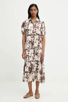 Answear.LAB rochie culoarea maro, midi, drept imagine