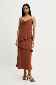 Answear Lab rochie culoarea maro, midi, evazata imagine