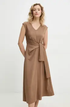 Answear Lab rochie culoarea maro, midi, evazati imagine