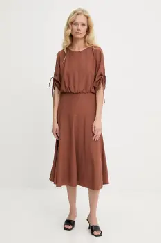 Answear Lab rochie culoarea maro, midi, evazati imagine