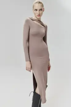 Answear Lab rochie culoarea maro, midi, mulata imagine