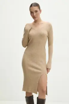 Answear Lab rochie culoarea maro, midi, mulata imagine