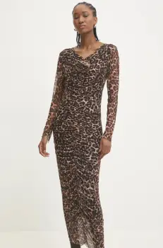 Answear Lab rochie culoarea maro, midi, mulata imagine