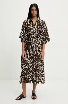 Answear Lab rochie culoarea maro, midi, oversize imagine