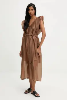 Answear.LAB rochie culoarea maro, midi, oversize imagine