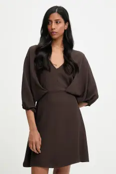 Answear.LAB rochie culoarea maro, mini, evazati imagine