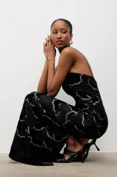 Answear.LAB rochie culoarea negru, maxi, drept imagine