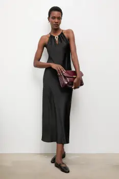 Answear.LAB rochie culoarea negru, maxi, drept imagine