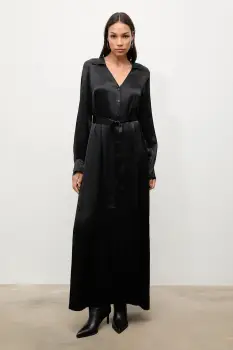 Answear.LAB rochie culoarea negru, maxi, drept imagine