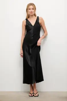 Answear.LAB rochie culoarea negru, maxi, drept imagine