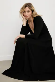 Answear.LAB rochie culoarea negru, maxi, evazati imagine