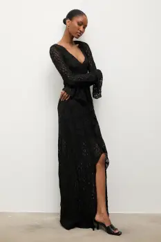 Answear.LAB rochie culoarea negru, maxi, evazati imagine