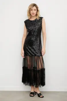 Answear.LAB rochie culoarea negru, maxi, evazati imagine