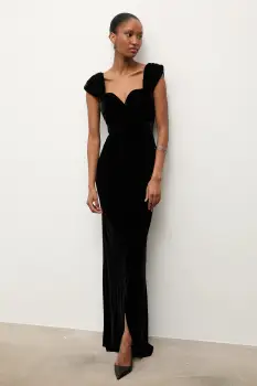 Answear.LAB rochie culoarea negru, maxi, evazati imagine