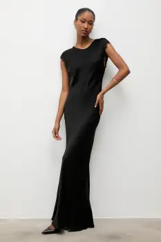Answear.LAB rochie culoarea negru, maxi, evazati imagine