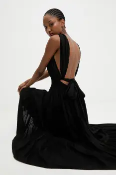 Answear.LAB rochie culoarea negru, maxi, evazati imagine