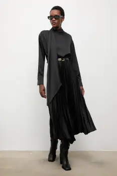 Answear.LAB rochie culoarea negru, maxi, evazati imagine