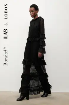 Answear.LAB rochie culoarea negru, maxi, evazati imagine