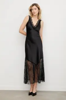 Answear.LAB rochie culoarea negru, maxi, evazati imagine