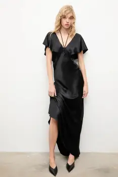 Answear.LAB rochie culoarea negru, maxi, evazati imagine