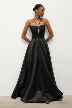 Answear.LAB rochie culoarea negru, maxi, evazati imagine