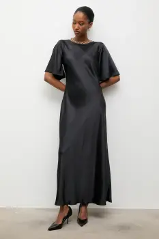 Answear.LAB rochie culoarea negru, maxi, evazati imagine