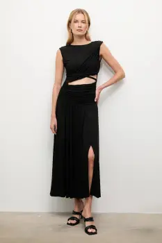 Answear.LAB rochie culoarea negru, maxi, evazati imagine