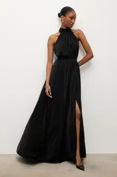 Answear.LAB rochie culoarea negru, maxi, evazati imagine