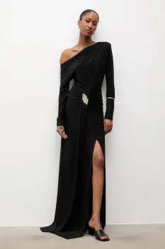 Answear.LAB rochie culoarea negru, maxi, mulata imagine