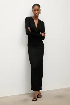 Answear.LAB rochie culoarea negru, maxi, mulata imagine