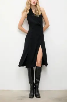 Answear.LAB rochie culoarea negru, midi, drept imagine