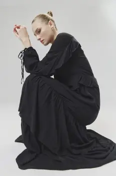 Answear Lab rochie culoarea negru, midi, evazati imagine