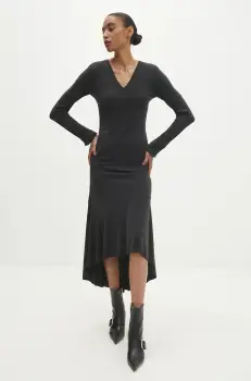 Answear Lab rochie culoarea negru, midi, evazati imagine