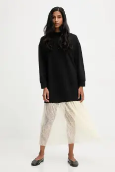 Answear.LAB rochie culoarea negru, midi, evazati imagine