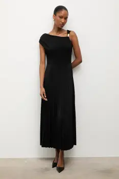 Answear.LAB rochie culoarea negru, midi, evazati imagine