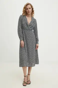 Answear Lab rochie culoarea negru, midi, evazati imagine