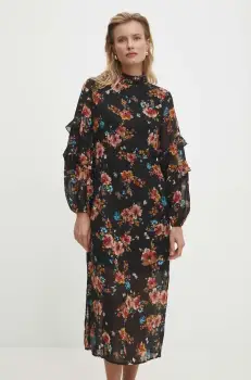 Answear Lab rochie culoarea negru, midi, evazati imagine