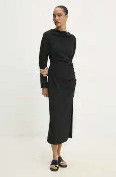 Answear Lab rochie culoarea negru, midi, mulata imagine