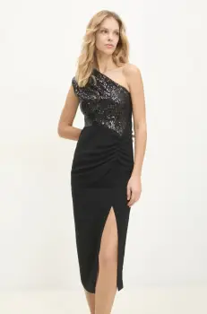 Answear Lab rochie culoarea negru, midi, mulata imagine