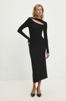 Answear Lab rochie culoarea negru, midi, mulata imagine