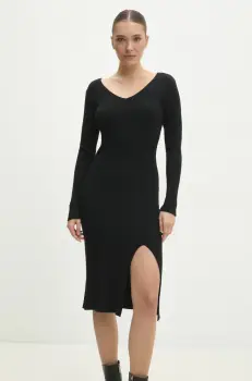 Answear Lab rochie culoarea negru, midi, mulata imagine